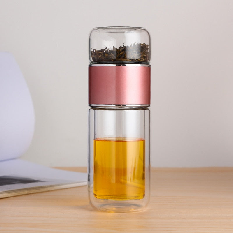 Glass Tea Infuser Flip Bottle