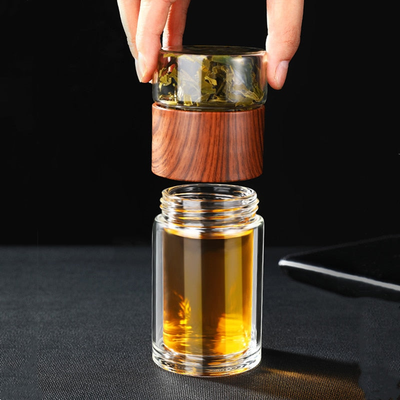 Glass Tea Infuser Flip Bottle