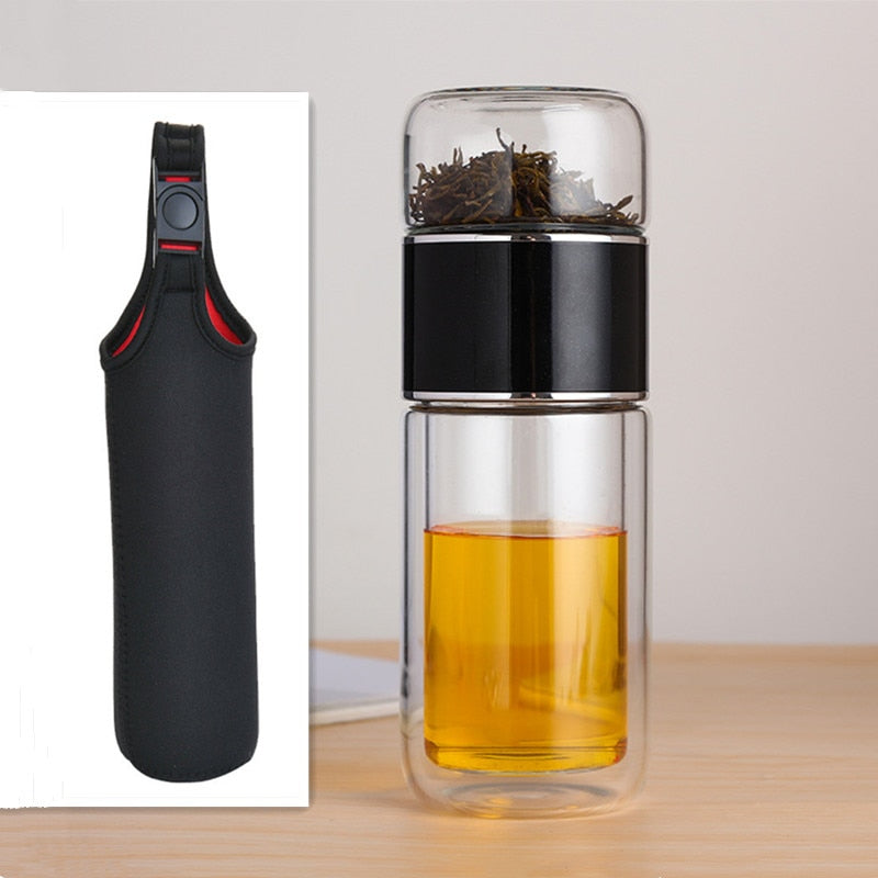 Glass Tea Infuser Flip Bottle