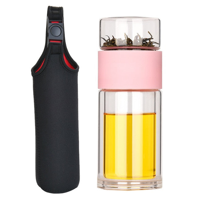 Glass Tea Infuser Flip Bottle