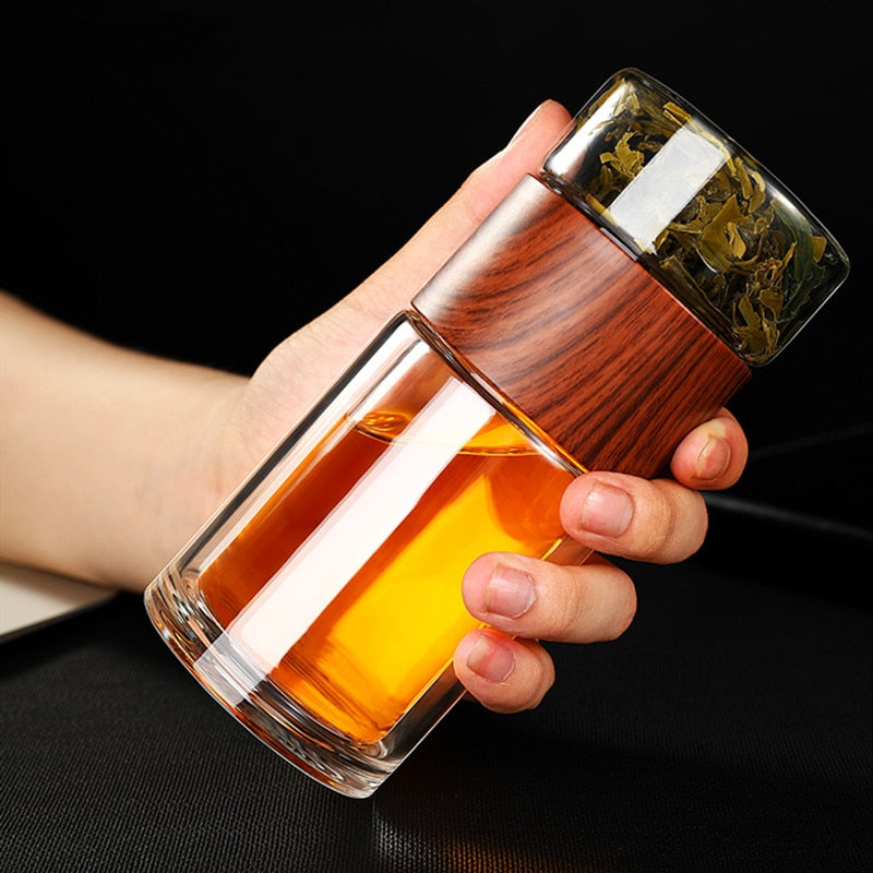 Glass Tea Infuser Flip Bottle