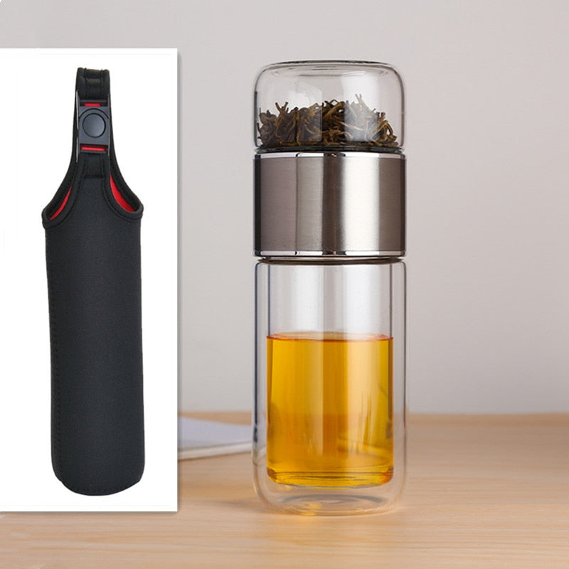 Glass Tea Infuser Flip Bottle