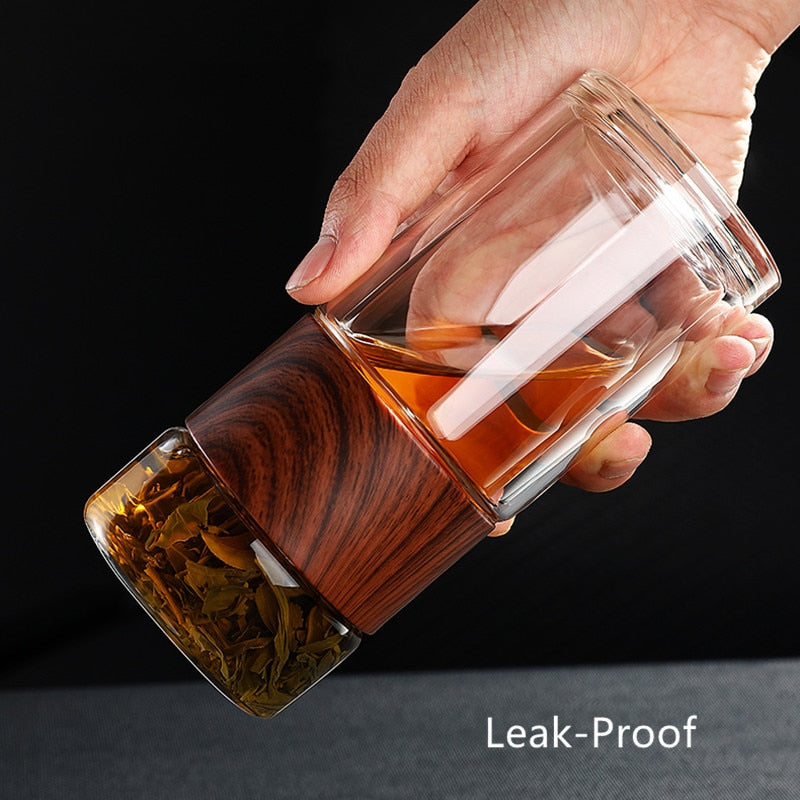 Glass Tea Infuser Flip Bottle