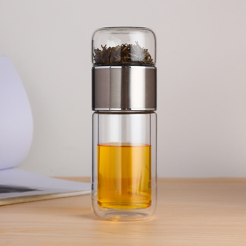 Glass Tea Infuser Flip Bottle