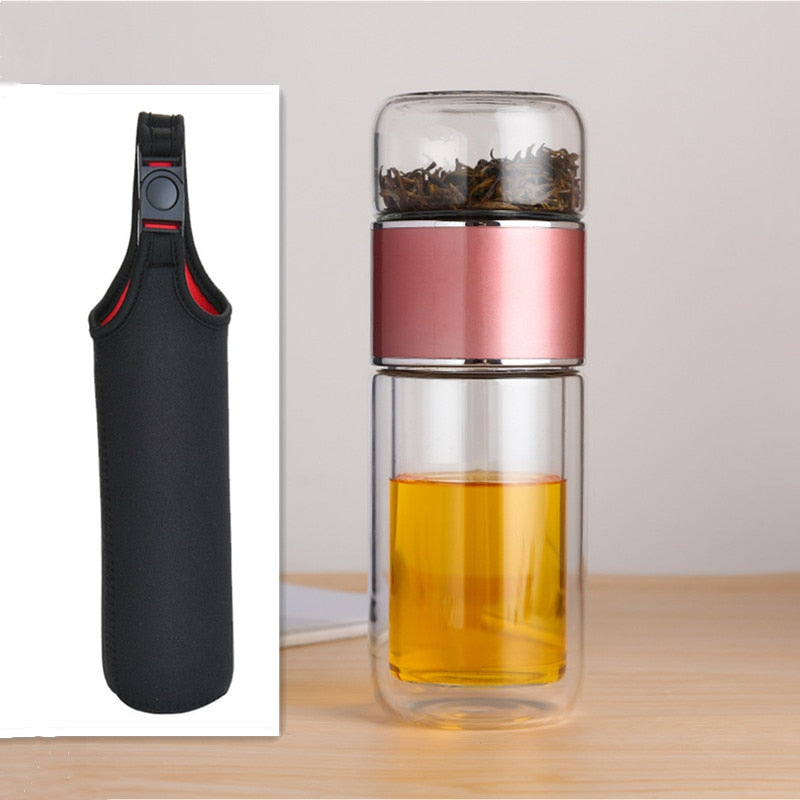 Glass Tea Infuser Flip Bottle