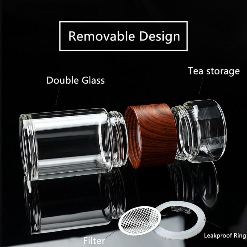 Glass Tea Infuser Flip Bottle