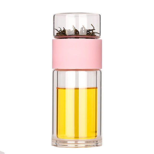 Glass Tea Infuser Flip Bottle