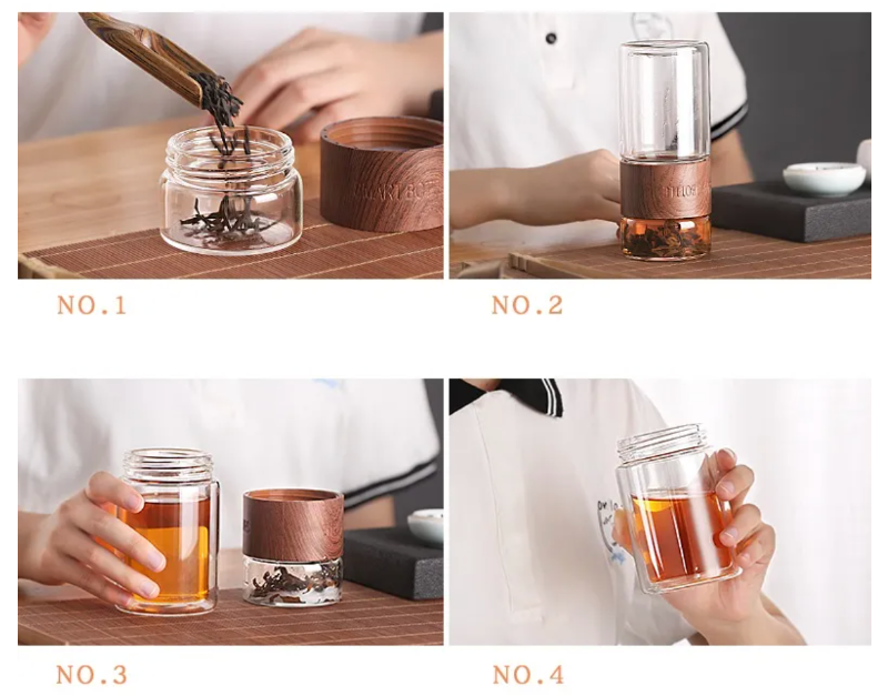 Glass Tea Infuser Flip Bottle